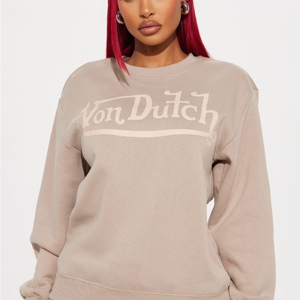 Von Dutch Taupe Crewneck Sweatshirt